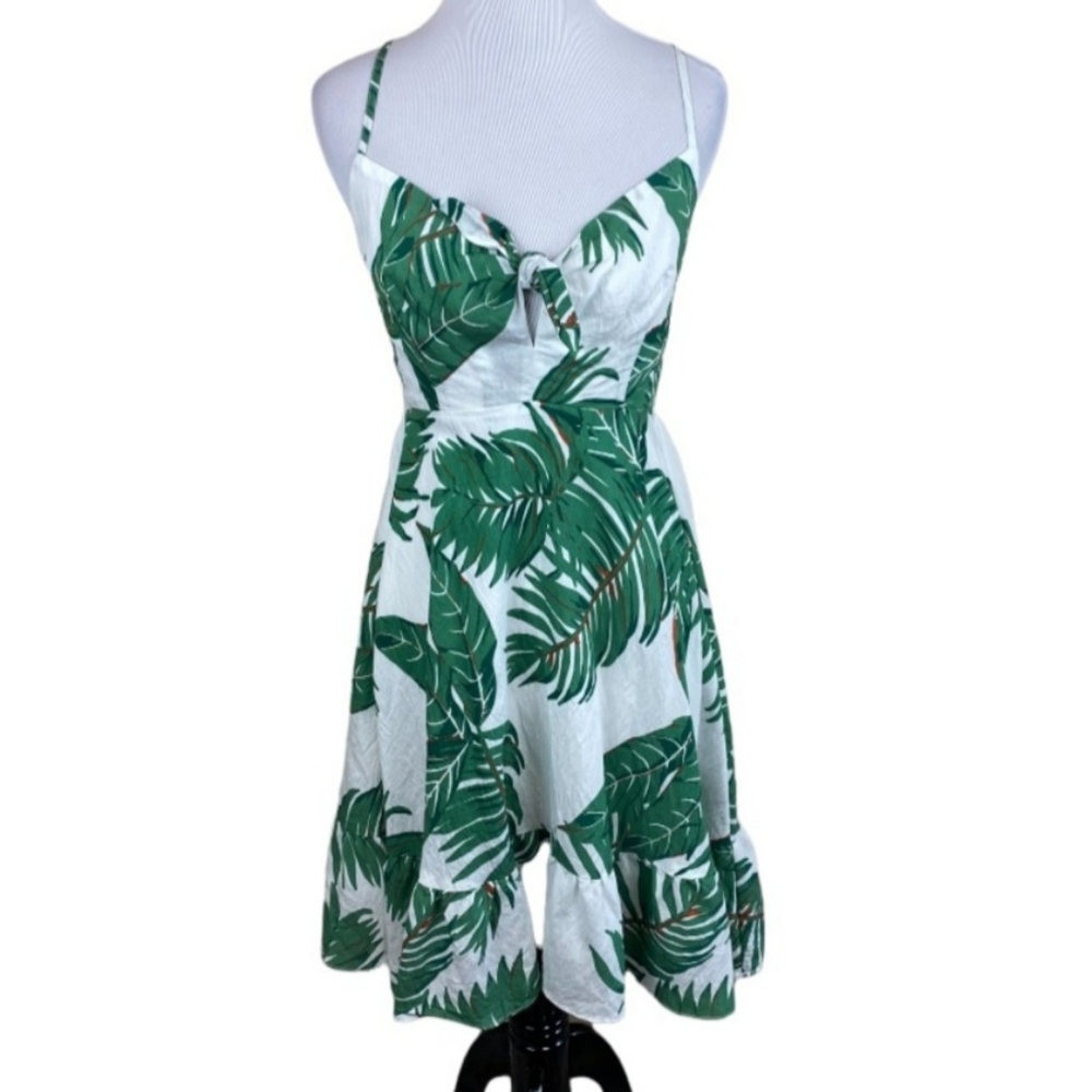Aakaa Palm Tropical Tie Front Vacay Style Sundress